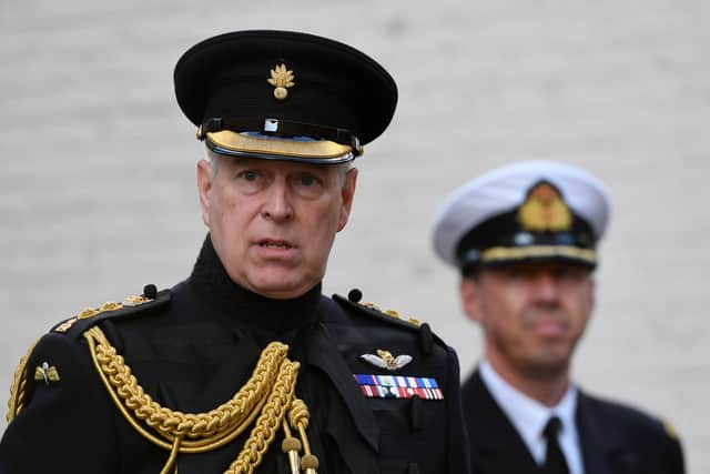 Britain's Prince Andrew, Duke of York, attends a ceremony commemorating the 75th anniversary of the liberation of Bruges on September 7, 2019 in Bruges. (Photo by JOHN THYS / AFP) (Photo by JOHN THYS/AFP via Getty Images)