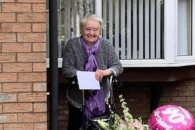 Former Mayor of South Tyneside, Maisie Stewart on her 90th birthday in 2020.