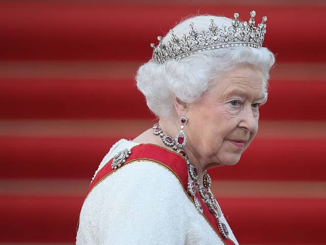 Queen Elizabeth II arrives for the state banquet in her honour at Schloss Bellevue palace during a four-day visit to Germany in 2015 (Photo: Getty Images)