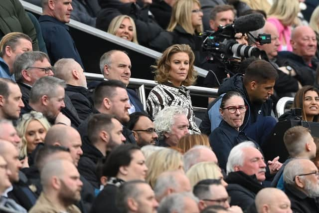 Newcastle United chief executive officer Darren Eales with co-owners Amanda Staveley and Jamie Reuben at St James’ Park on Sunday.