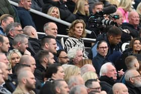 Newcastle United chief executive officer Darren Eales with co-owners Amanda Staveley and Jamie Reuben at St James’ Park on Sunday.