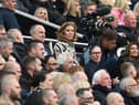 Newcastle United chief executive officer Darren Eales with co-owners Amanda Staveley and Jamie Reuben at St James’ Park.  