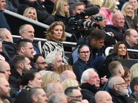 Newcastle United chief executive officer Darren Eales with co-owners Amanda Staveley and Jamie Reuben at St James’ Park.  