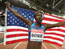 Tori Bowie as World Champion in 100m at 2017 World Athletics Championship
