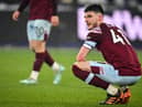 Declan Rice reacts during Newcastle United's win over West Ham United.