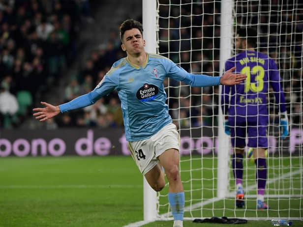 Gabriel Veiga of Celta Viga celebrates scoring a goal