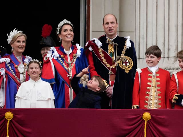 Kate Middleton and family appeared on the right of the balcony (Pic:Getty)