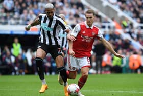 Joelinton in action against Arsenal for Newcastle United.  