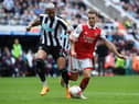 Joelinton in action against Arsenal for Newcastle United.  