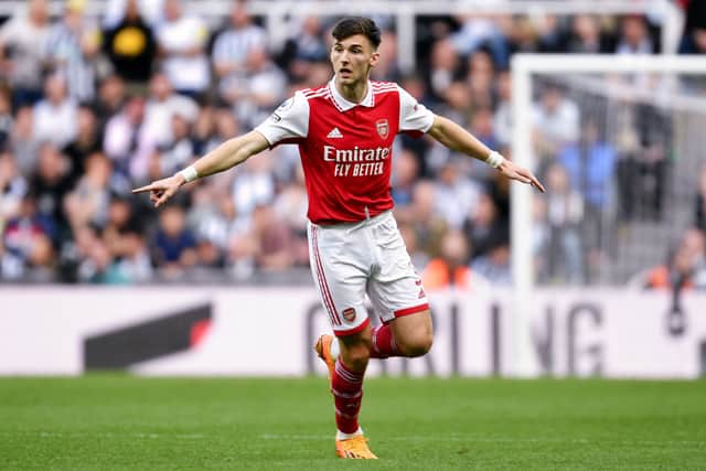 Arsenal left-back Kieran Tierney. (Photo by Stuart MacFarlane/Arsenal FC via Getty Images)