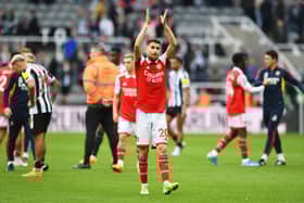 Jorginho applauds Arsenal fans at St James' Park.