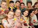 Lord Blyton Primary School pupils supported Age UK's Bobble Day in 2013. They were joined by chair of Governors Alice Malcolm and Age UK South Tyneside's Victoria Dunn, back right
