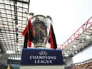 The Champions League trophy at the San Siro Stadium, home of AC Milan.  