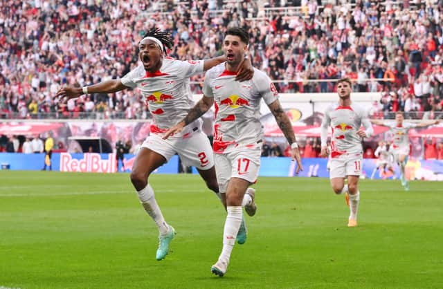 Dominik Szoboszlai celebrates scoring the winner against Werder Bremen