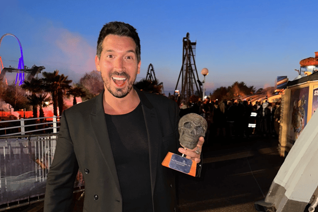 Christiano Crawford, one of the directors and creators of Psycho Path, with the award.