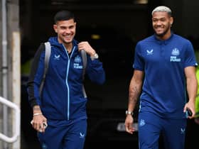 Bruno Guimaraes and Joelinton arrive at St James' Park tonight.