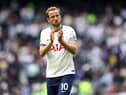 Harry Kane of Tottenham Hotspur applauds the fans during the Premier League match (Photo by Julian Finney/Getty Images)