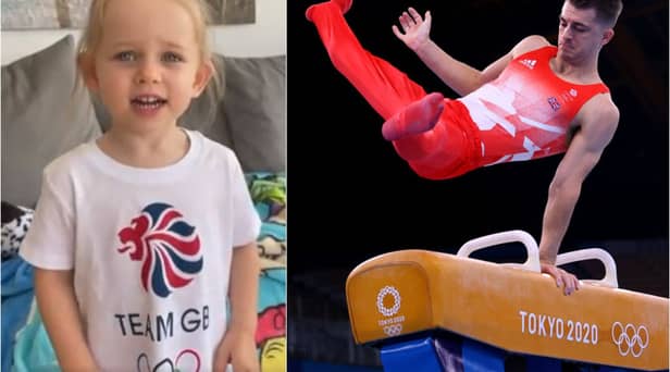 Two-year-old Willow Whitlock wished her dad good luck (Photo: Twitter / Getty Images)
