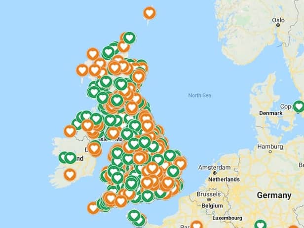 HeartSafe has a map of the UK's publicly available defibrillators (HeartSafe)