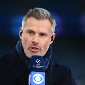 Jamie Carragher on presentation duty during the Champions League 