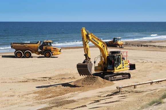 The annual sand levelling works are underway in South Shields. 