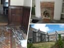 These pictures show the 'war zone' that greeted a family arriving for the first time at their historic Â£1.5m manor home - after the seller 'gutted' it before completion