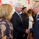 Phillip Schofield speaks to Prince Charles, now King Charles III, at The Prince’s Trust Awards at The London Palladium on March 6, 2018.