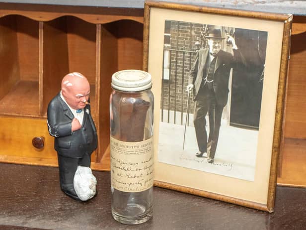 A cigar smoked by Sir Winston Churchill in wartime nearly 80 years ago has been found in a jar.