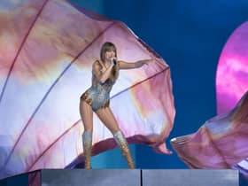 US singer-songwriter Taylor Swift performs onstage on the first night of her "Eras Tour" at AT&T Stadium in Arlington, Texas, on March 31, 2023. (Photo by SUZANNE CORDEIRO / AFP) (Photo by SUZANNE CORDEIRO/AFP via Getty Images)