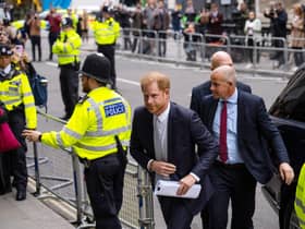Prince Harry, Duke of Sussex, arrives to give evidence at the Mirror Group Phone hacking trial at the Rolls Building at High Court on June 7, 2023 in London, England. (Credit - Getty 