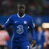 Ngolo Kante of Chelsea looks on during the Premier League match between Chelsea (Photo by Mike Hewitt/Getty Images)