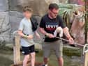 Rebecca’s partner and their kid at Centre Parcs in Belgium. 
