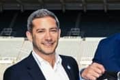 Newcastle United chief commercial officer Peter Silverstone with Sela senior vice president Ibrahim Mohtaseb and Darren Eales, the club's chief executive officer.