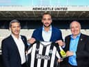 (L-R) Peter Silverstone, CCO at Newcastle United; Ibrahim Mohtaseb, Senior Vice President at Sela; Darren Eales, CEO at Newcastle United.