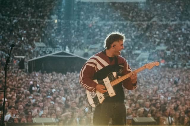 Sam Fender fought back tears as he played his first night at St James’ Park (Image: Niall Lea)