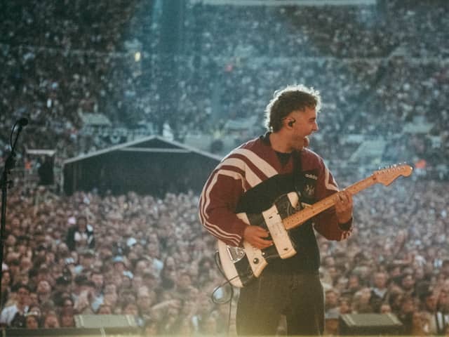 Sam Fender fought back tears as he played his first night at St James’ Park in 2023. (Image: Niall Lea)
