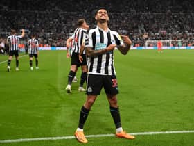 Bruno Guimaraes celebrates a goal for Newcastle United (Image: Getty Images)