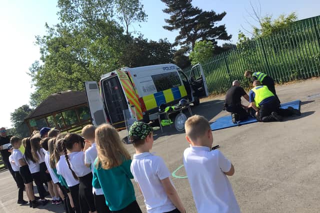 Pupils seeing the work of Northumbria Police