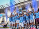 Manchester City celebrate their Premier League title in May 2023