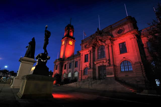 South Shields Town Hall will be lit up red on Friday evening. 
