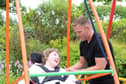 Dad Stephen Pape with daughter Sophie who has cerebral palsy