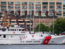 A US Coast Guard vessel sits in port in Boston Harbor across from the US Coast Guard Station Boston in Boston. A submersible vessel used to take tourists to see the wreckage of the Titanic in the North Atlantic has gone missing, triggering a search-and-rescue operation. Credit: Joseph Prezioso/AFP via Getty Images.