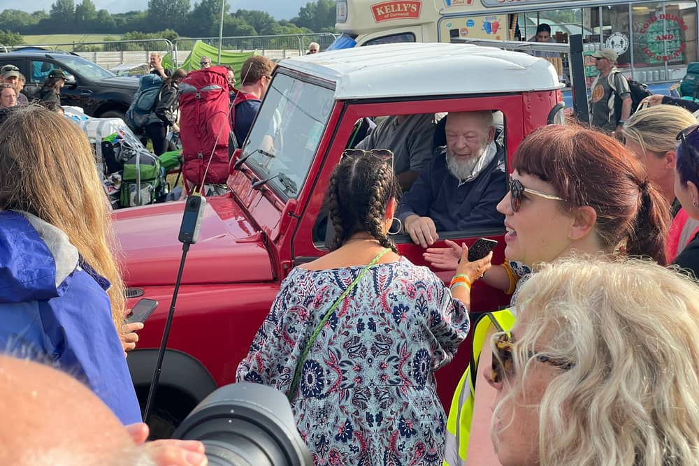 Michael Eavis greeted Glastonbury guests from his Land Rover weeks after founder spotted in wheelchair  