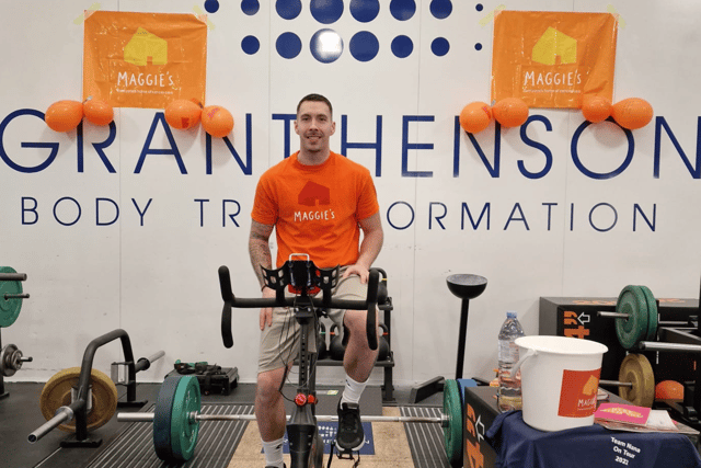 Cameron Fyvie during his 24-hour stationary cycle at Grant Henson Body Transformation in February. Photo: Other 3rd Party. 