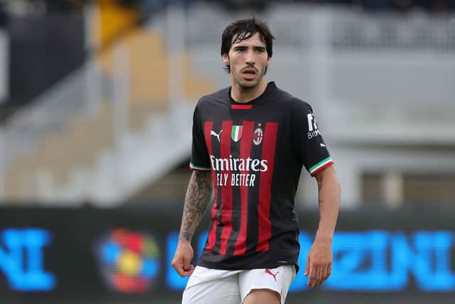 AC Milan midfielder Sandro Tonali has been with Italy's Under-21 squad ahead of his Newcastle United transfer. (Pic: Getty Images)