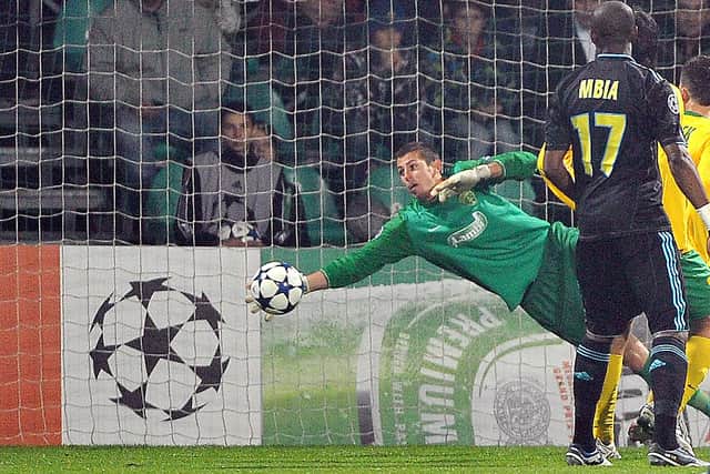 Martin Dubravka makes a save in a Champions League fixture between Zilina and Olympique Marseille in November 2010. (Pic: Getty Images)