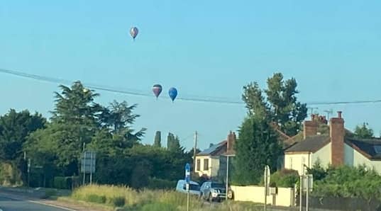 Balloons in the sky before the fatal incident above Ombersley Court, Worcester