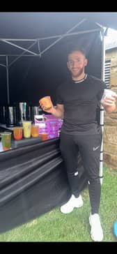 Corey Walker with the bubble teas he's made