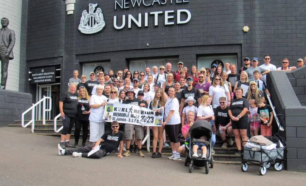 Karl Newton Memory Walk getting ready to leave outside St James’ Park (Photo: Marie Scott)