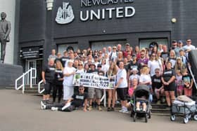 Karl Newton Memory Walk getting ready to leave outside St James’ Park (Photo: Marie Scott)